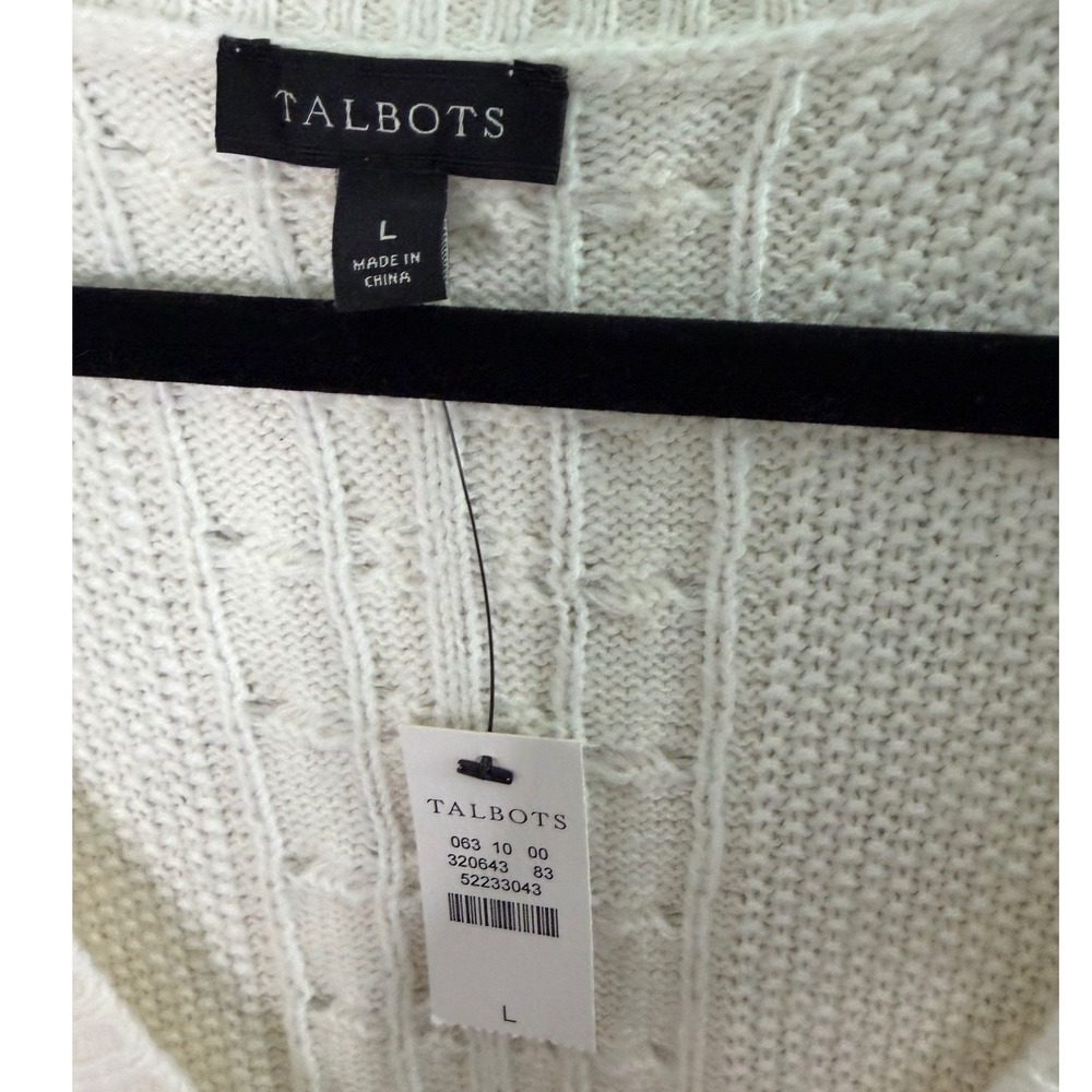 Talbots Ivory Cable Knit V-Neck Poncho Sweater
L NWT Transitional Oversize - Picture 5 of 11